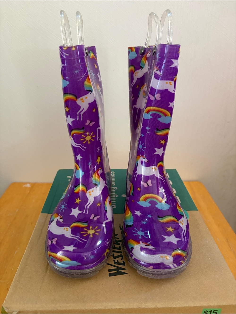 Western Chief Purple Unicorn & Rainbow Kids Rain Boots